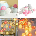 Miniatyrbillede 2 af 5: Bomuldsbold Lysstreng, Indretningsdekoration Julepynt, 3M 20 LED Lysbold, Piger, Prinsesser, Børn, Babyer, Bryllup Soveværelse