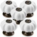 5 x Möbelknopp Knopp Ø 30 mm Vit Bronserad Sockel Låd K
