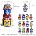 Miniatyrbild 4 av 4: Transformers Coola Pojkars Födelsedagsfest Dekorationer Set Ballonger Banner Tårta Topper Tillbehör Kit