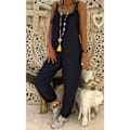Miniatyrbillede 1 af 2: Jumpsuit til kvinder Playsuits Bukser Løse toppe Jumpsuit sort 4XL_paris