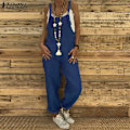 Miniatyrbilde 1 av 2: Jumpsuit for kvinner Playsuits Bukser Løse topper Jumpsuit mørkeblå 5XL_paris