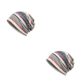 Miniatyrbilde 1 av 5: 1/2 Slouchy Beanie Skullies Stretch Chemo Hatt Varmt Stripete Sjal 2PCS
