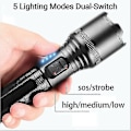 Pikkukuva 4 / 5: LED Superkirkas Zoom-Taskulamppu Tehokas Leirintälamppu Poliisilamppu Latautuva