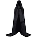 Miniatyrbilde 3 av 5: Lang svart kappe med hette, middelaldersk vampyr heks kostyme for kvinner, Halloween kostyme, karneval, jul, voksen L L