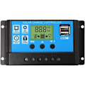 Miniatyrbild 1 av 4: PWM Solpanel Laddningsregulator, 12 V/24 V, 30 A, LCD-skärm, Dubbel USB-port--.pa