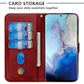 Pikkukuva 2 / 5: Samsung Galaxy S20 5G -kotelo, Lompakko Kotelo, Magneettinen Sulkeminen, Korttipaikat, Pehmeä TPU, Premium PU-Nahka, Magneettinen Käännettävä - Punainen Red A