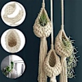 Miniatyrbild 2 av 5: 3X Boho Makramé Luftväxt Hängare Tillandsia Hängande Korg Rephållare Blomma Heminredning (13CM).pa