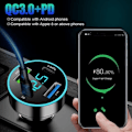 Miniatyrbilde 4 av 4: 4-ports USB-billader sigarettenner, 20W rask USB-billader sigarettenner dobbel PD & QC3.0 USB-sigarettenneruttak med LED-voltmeter, svart.pa