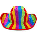 Miniatyrbild 2 av 5: Regnbågsfärgad Cowboyhatt för Prideparad, Maskeradfest (Vuxen, One Size)