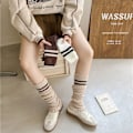 Miniatyrbilde 4 av 5: 1 Par lange strikkede sokker Crew sokker BEIGE Beige