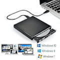 Miniatyrbilde 2 av 5: Paris_Extern CD/DVD-enhet, USB 2.0 Slim Bærbar Ekstern CD-RW-enhet DVD-RW-brenner Brenner for Bærbar PC Stasjonær Datamaskin, Svart