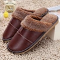 Miniatyrbilde 3 av 3: Lærtoffler Skinntoffler Fôrede Toffler 350 Brun 43-44