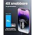 Miniatyrbillede 2 af 5: 52.5W Biloplader [USB C + USB A], PD & QC 3.0 Hurtigopladende USB-adapter, Bilopladningsadapter til iPhone iPad Samsung