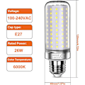 Miniatyrbild 3 av 5: 26W LED-lampor, 200W motsvarighet, 3000Lm, 6000K Kallvitt, E27, 3-pack[qb]