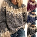 Miniatyrbillede 4 af 5: Klassisk Mohair Strikket Trøje Til Efterår Vinter Åndbar Og Sort black L