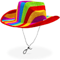 Miniatyrbild 1 av 5: Regnbågsfärgad Cowboyhatt för Prideparad, Maskeradfest (Vuxen, One Size)