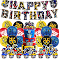 Miniatyrbild 1 av 4: Transformers Coola Pojkars Födelsedagsfest Dekorationer Set Ballonger Banner Tårta Topper Tillbehör Kit