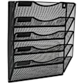 Miniatyrbilde 4 av 4: 5 Lommer Mesh Veggmontert Filholder Kontor Hengende Dokumentmappe Magasin Rack Postsorterer Bin, navneskilt inkludert, svart--.pa