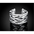 Pikkukuva 3 / 5: Dammode Smycken 925 Sterling Silver Geometri Justerbar Snidad Stickad Öppna Ringar För Kvinnor