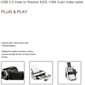 Pikkukuva 4 / 5: USB-kaapeli (uros Firewire IEEE1394a uros, 4-nastainen, laitteille