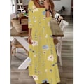 Miniatyrbillede 4 af 5: Moderigtig Elegant printet Kjole Lang Jumpsuit Citrongul 3XL_paris