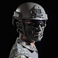 Miniatyrbillede 2 af 5: En Sort Airsoft Halvmaske, Evil Demon Monster Kabuki Samurai Hannya Oni Halvmaske til Ansigtsbeskyttelse, Maskeradebold, Fest, Halloween, CS