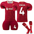 Pikkukuva 1 / 2: 2024-2025 Liverpoolin kotipaidan lasten jalkapalloasu sarja sukat nro 4 Virgil 26