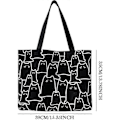 Miniatyrbild 2 av 5: Paris Canvas Tote Bag för Katt, med dragkedja, Återanvändbar Shoppingväska i Bomull med Fickor