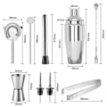 Miniatyrbillede 2 af 4: Cocktailset 9-dele Barsæt 550ml Shaker Rustfrit Stål—pa