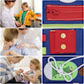 Pikkukuva 4 / 5: Barnparkens aktivitetsbräda för småbarn, sensorisk bräda pedagogiska leksaker aktivitetsbräda för flickor pojkar 1 2 3 4 år gammal, grön