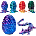 Miniatyrbilde 3 av 4: Overraskelsesdragegg Artikulert Krystalldrage Fidget Leke - 3D-Printet Dragesilke Blå Lilla
