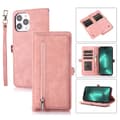 Läderfodral med flera kortplatser för iPhone 15 Pro Max Pink