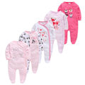 Miniatyrbillede 1 af 5: Våren Baby Pyjamas Piger Drenge Jumpsuit 148 % bomuld Åndbar Blød Jumpsuit Ivory Ivory Ivory 0-3M