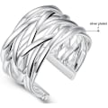 Pikkukuva 2 / 5: Dammode Smycken 925 Sterling Silver Geometri Justerbar Snidad Stickad Öppna Ringar För Kvinnor