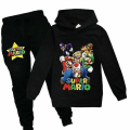Miniatyrbild 1 av 2: Super Mario Hoodie Topp Byxor Set Barn Pojkar Flickor Sportkläder Jogging Träningsoveraller_a Svart 1 130 (7-8 År)—PA