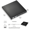 Miniatyrbilde 5 av 5: Paris_Extern CD/DVD-enhet, USB 2.0 Slim Bærbar Ekstern CD-RW-enhet DVD-RW-brenner Brenner for Bærbar PC Stasjonær Datamaskin, Svart