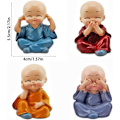 Miniatyrbilde 2 av 5: 4 søte Kung Fu munkstatuer Miniatyr Buddha figur Vis figur Baby Little Monk Skulptur Samleobjekt Håndverk Kunst Zen Prydnader Dekorasjon Gave