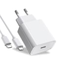 Miniatyrbilde 3 av 3: 2-pakning iPhone-lader Hurtiglader-adapter + kabel 20w Usb-c Hvit 2-pakning