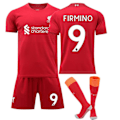 Miniatyrbilde 1 av 2: 22/23 Liverpool Hjemme Salah Mane Fotballdrakt Treningsdrakter FIRMINO NO.9 Barn 26(140-150CM) FIRMINO NO.9 Kids 26(140-150CM)