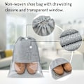 Miniatyrbillede 3 af 5: 15 stk. rejsestøvposer til sko, store poser i non-woven stof med snøre (lysegrå)