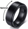 Sort Fidget Spinner Ring mod Angst, 8mm Rustfrit Stål Spinderring til Mænd Kvinder, Stresslindrende Fidget Legetøj Gave med Fløjl Gavepose