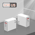 Miniatyrbillede 1 af 5: 67W Hurtigoplader USB Type C Oplader Adapter Til IPhone 15 14 13 hvid white US