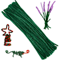 Miniatyrbillede 1 af 2: 100 stk. chenille-piberensere, ensfarvede piberensere til gør-det-selv-håndværk og dekorationer, chenille-piberensere (grøn)