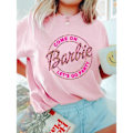 Miniatyrbilde 1 av 2: Barbie Trykket T-skjorte Kvinne Sommer Topp T-skjorte GH1014-A S