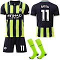 Miniatyrbilde 1 av 2: 2024-2025 Manchester City bortefotballdrakt for barn og voksne Nr 11 DOKU XL