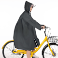 Miniatyrbillede 2 af 2: Voksen Regnponcho EVA Åndbar Hætte Regnponcho Udendørs Cykling Regnjakke til Mænd Kvinder Sort M