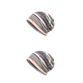 Miniatyrbilde 4 av 5: 1/2 Slouchy Beanie Skullies Stretch Chemo Hatt Varmt Stripete Sjal 2PCS