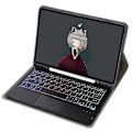 Pikkukuva 3 / 5: Samsung Galaxy Tab S6 Lite A610b-as Nahkainen Tablettikotelo Lampaanvillakuviolla ja Taustavalaistu Bluetooth-näppäimistö[qb]