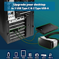 Pikkukuva 5 / 5: PCIe-laajennuskortti 5 porttiin (3x USB C, 2x USB 3.0-A) PCI Express -laajennuskortti Windows 10/8/.pa -käyttöjärjestelmille