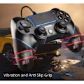 Miniatyrbillede 5 af 5: Kabelforbundet spilcontroller til PS-4/ Pro/Slim/PC(Win7/8/10)/Bærbar, USB-kontakt Gamepad Joystick med vibration og antisladdgreb, ergonomisk